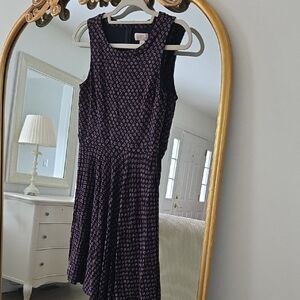 LOFT Black and Pink Midi Dress